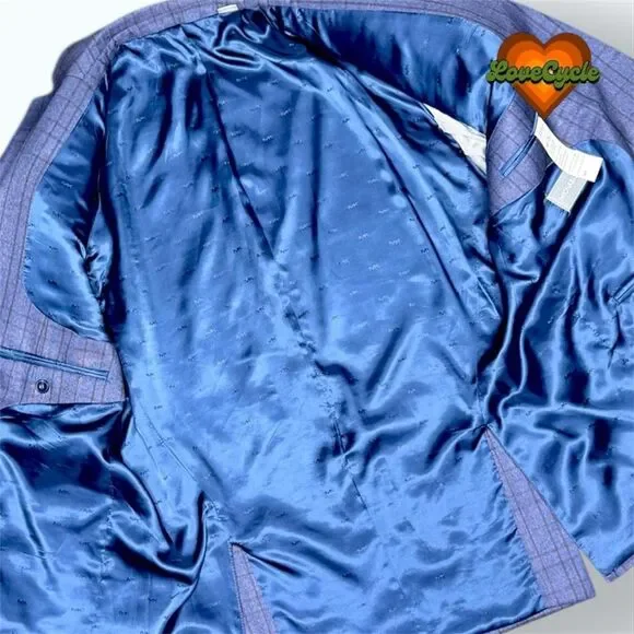 Men's Michael Kors Blue Plaid Blazer – 42R Classic Check Suit Jacket